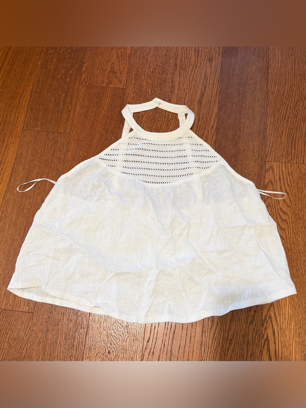 Rachel Zoe 100% Linen White Crochet
Halter Tank Top Beach Boho Festival Large